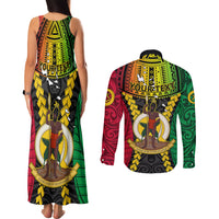 Personalized Vanuatu Couples Matching Tank Maxi Dress and Long Sleeve Button Shirts Vanuatuan Coat Of Arms Mix Pig Tusk Poynesian Pattern LT05 - Polynesian Pride