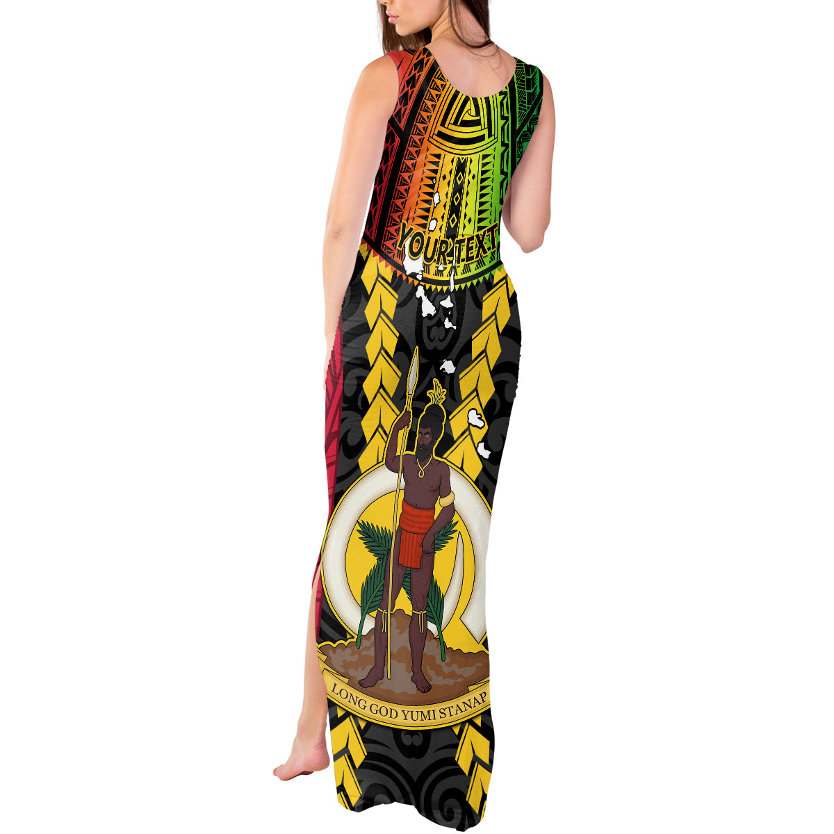 Personalized Vanuatu Tank Maxi Dress Vanuatuan Coat Of Arms Mix Pig Tusk Poynesian Pattern LT05 - Polynesian Pride