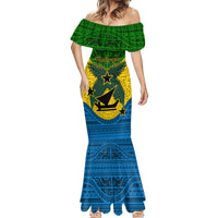 Personalized Vanuatu Malampa Province Mermaid Dress Coat Of Arms And Namele Fern Polynesian Pattern LT05 - Polynesian Pride