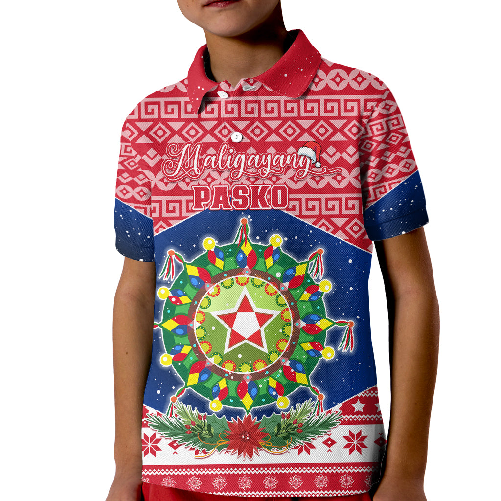 Personalised Philippines Christmas Kid Polo Shirt Filipino Parol Maligayang Pasko LT05 Kid Red - Polynesian Pride