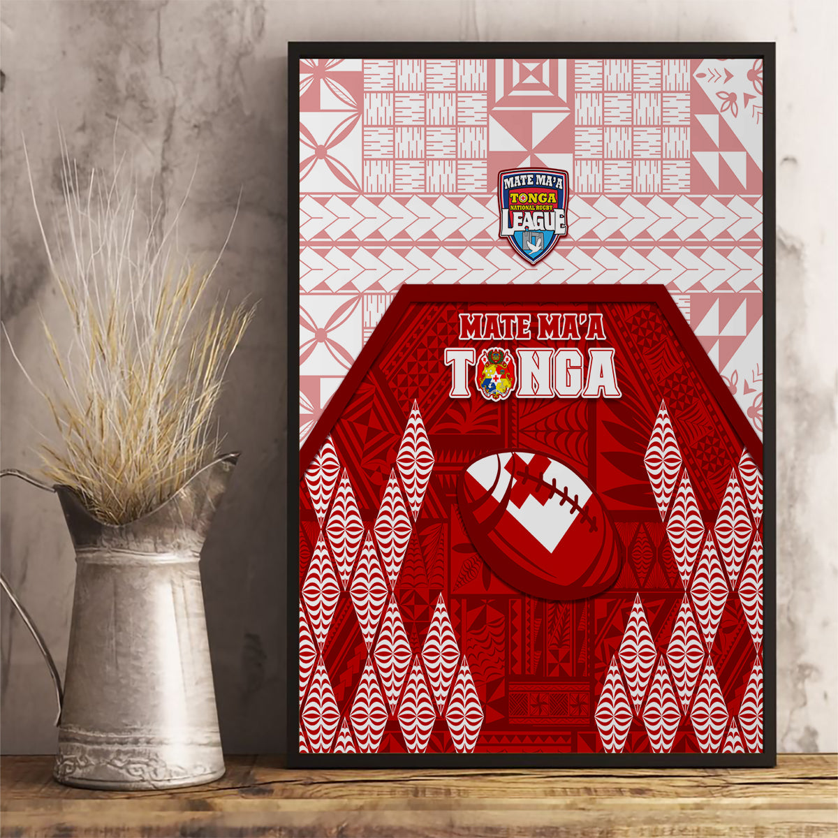 Tonga Rugby Canvas Wall Art 2023 Pacific Championships Kupesi Ngatu Mate Maa LT05 - Polynesian Pride