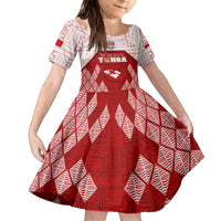 Custom Tonga Rugby Kid Short Sleeve Dress 2023 Pacific Championships Kupesi Ngatu Mate Maa LT05 KID Red - Polynesian Pride