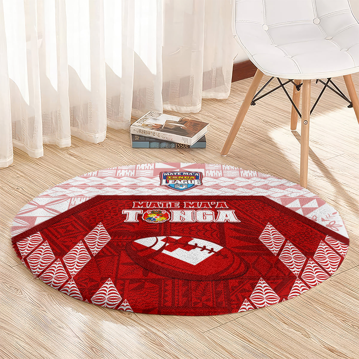 Tonga Rugby Round Carpet 2023 Pacific Championships Kupesi Ngatu Mate Maa LT05 - Polynesian Pride