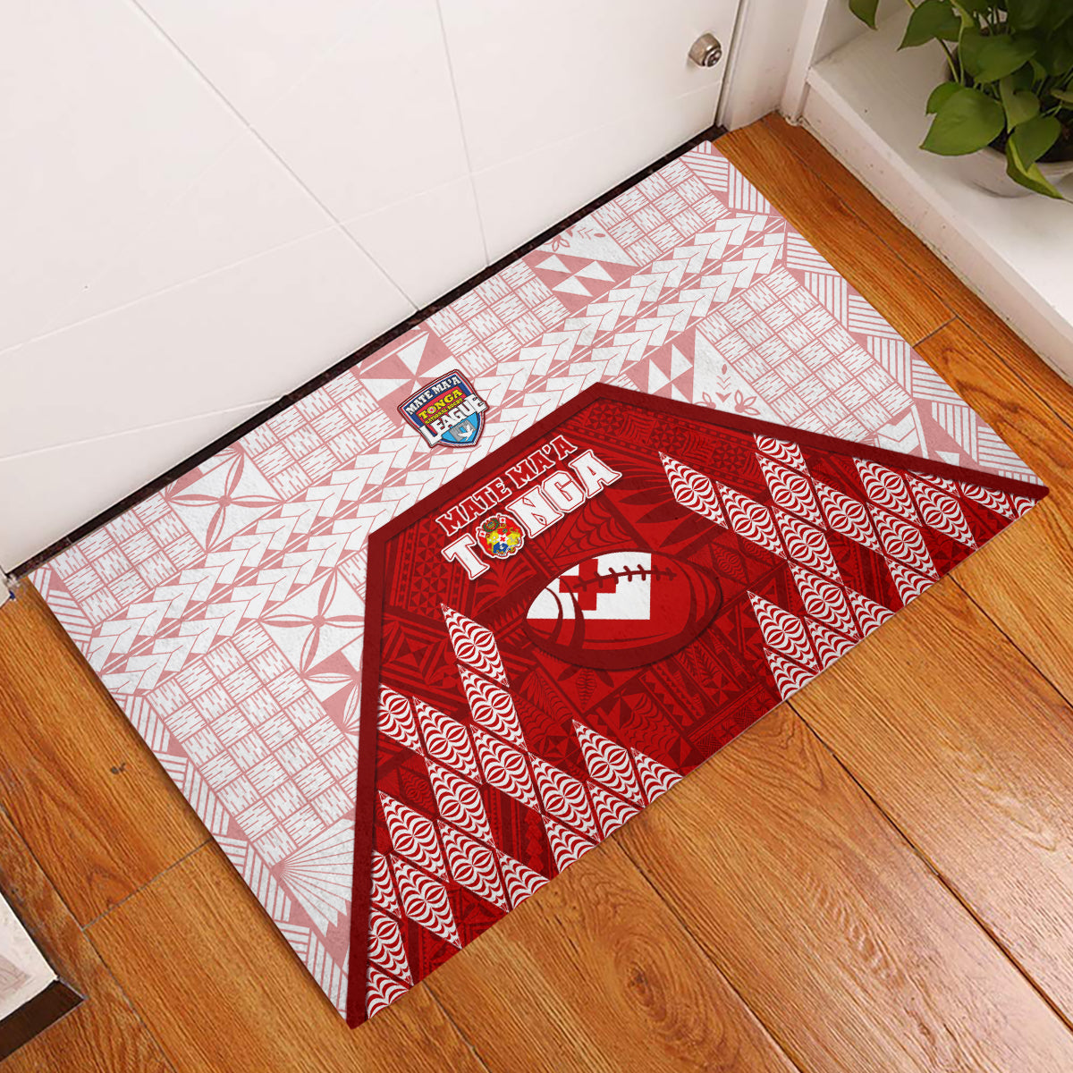 Tonga Rugby Rubber Doormat 2023 Pacific Championships Kupesi Ngatu Mate Maa LT05 Red - Polynesian Pride