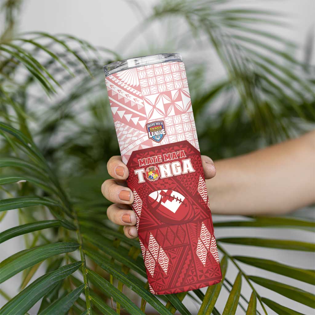 Custom Tonga Rugby Skinny Tumbler 2023 Pacific Championships Kupesi Ngatu Mate Maa