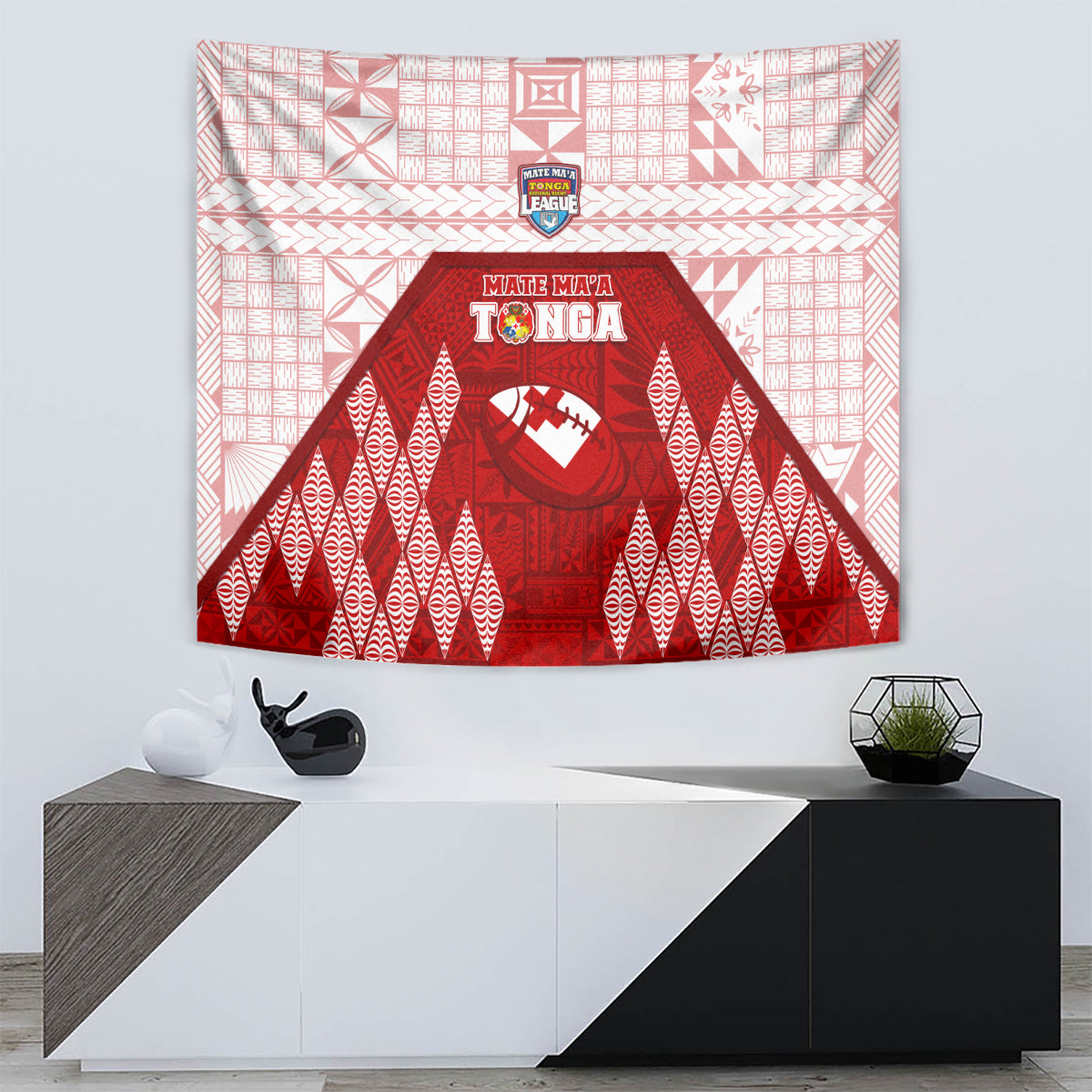 Tonga Rugby Tapestry 2023 Pacific Championships Kupesi Ngatu Mate Maa LT05 - Polynesian Pride