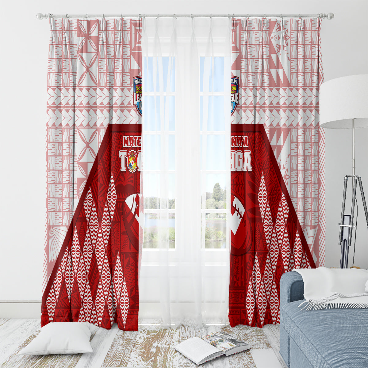 Tonga Rugby Window Curtain 2023 Pacific Championships Kupesi Ngatu Mate Maa LT05 - Polynesian Pride