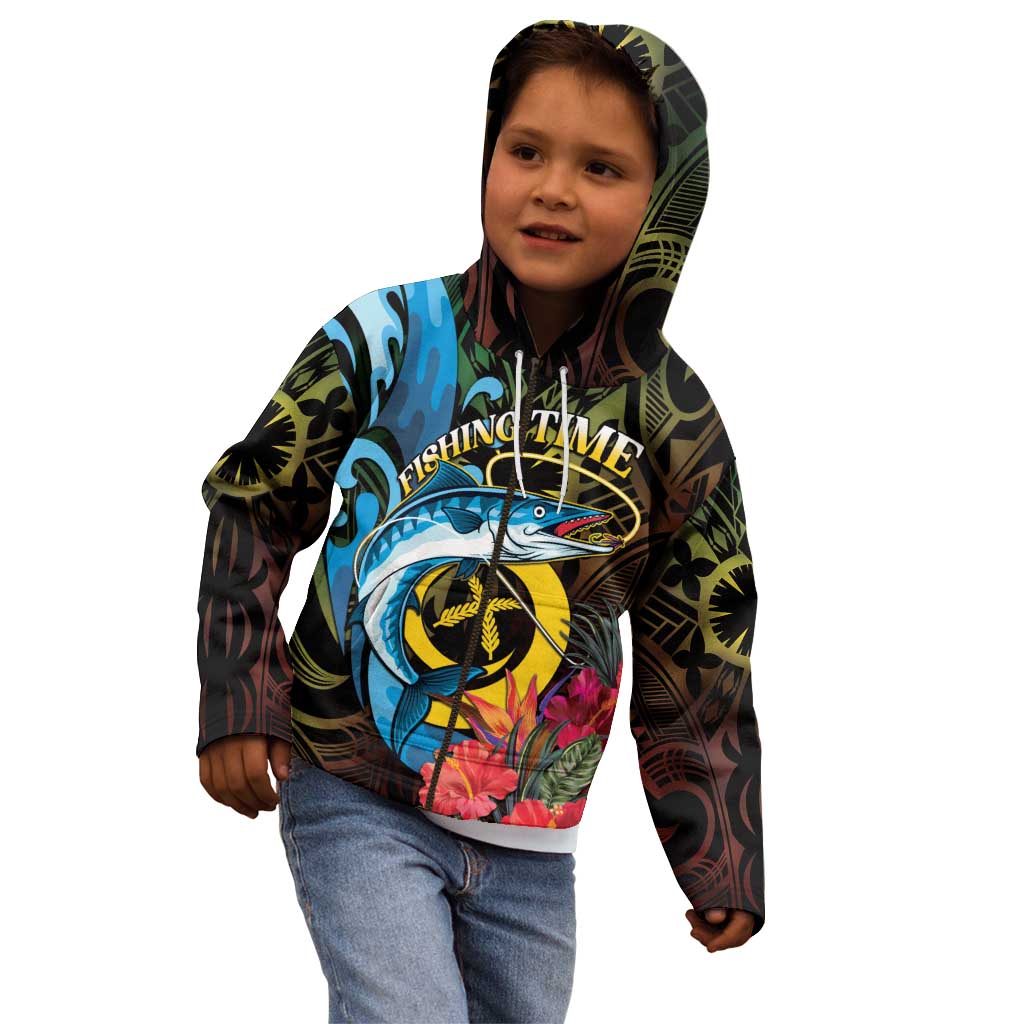 Vanuatu Fishing Kid Hoodie It's Time To Fish LT05 - Polynesian Pride