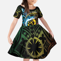 Vanuatu Fishing Kid Short Sleeve Dress It's Time To Fish LT05 KID Black - Polynesian Pride