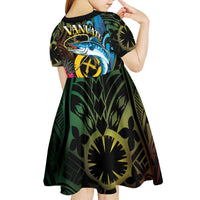 Vanuatu Fishing Kid Short Sleeve Dress It's Time To Fish LT05 - Polynesian Pride