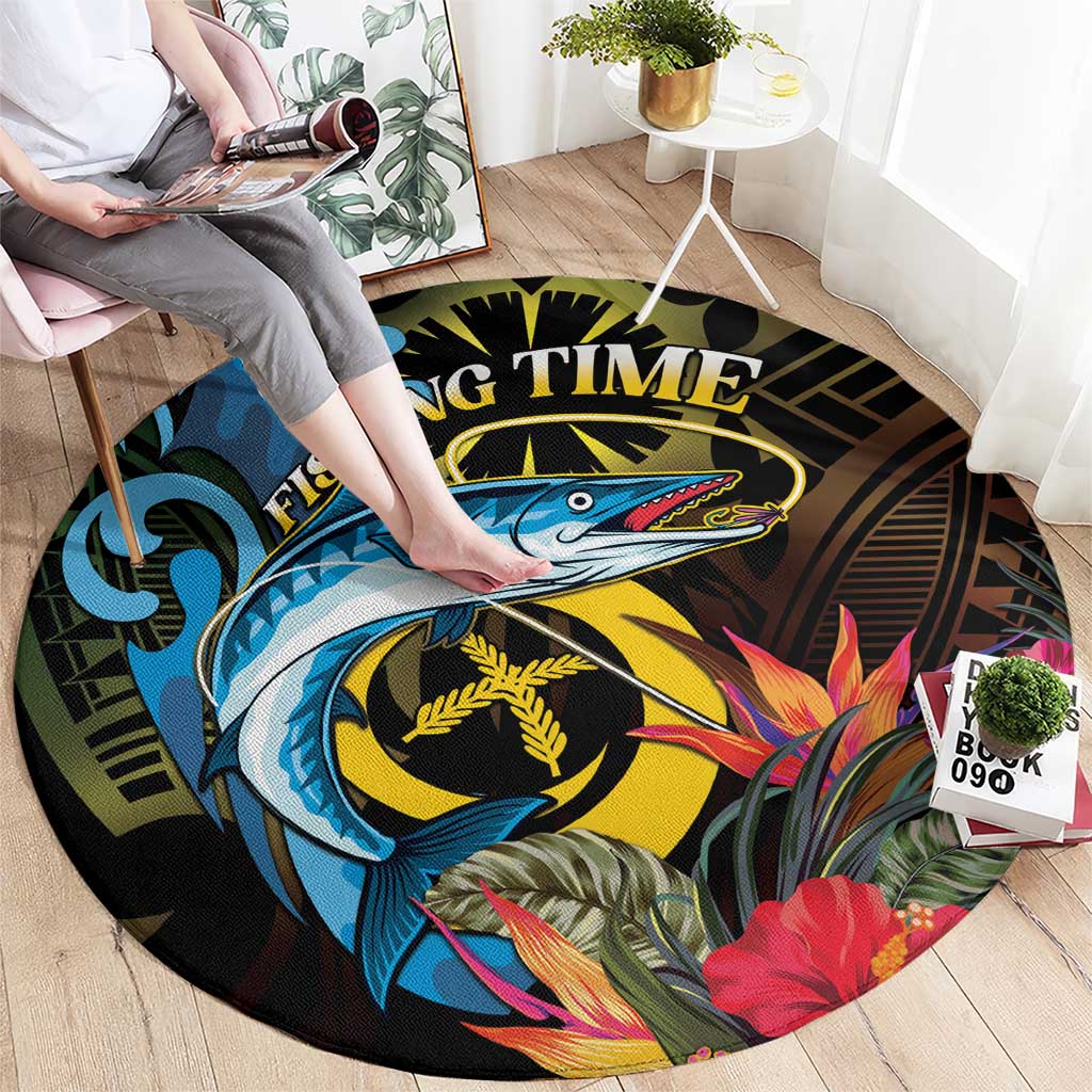 Vanuatu Fishing Round Carpet It's Time To Fish LT05 - Polynesian Pride