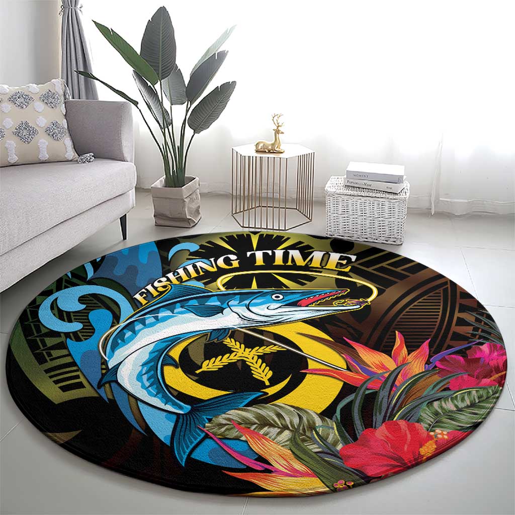 Vanuatu Fishing Round Carpet It's Time To Fish LT05 - Polynesian Pride