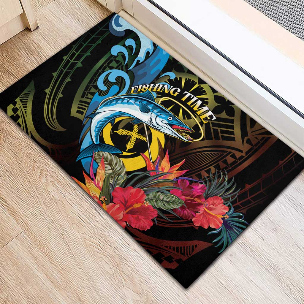 Vanuatu Fishing Rubber Doormat It's Time To Fish LT05 - Polynesian Pride