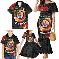 Personalised French Polynesia Outrigger Canoe Race Family Matching Mermaid Dress and Hawaiian Shirt Tropical Vibe