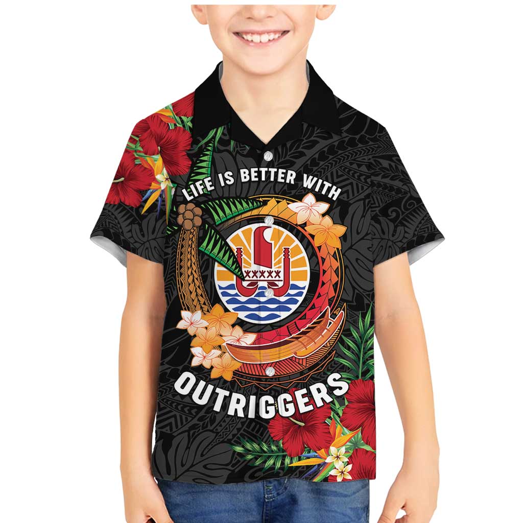 Personalised French Polynesia Outrigger Canoe Race Family Matching Mermaid Dress and Hawaiian Shirt Tropical Vibe