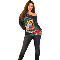 Personalised French Polynesia Outrigger Canoe Race Off Shoulder Sweater Tropical Vibe