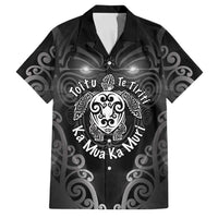 Aotearoa Toitu Te Tiriti Family Matching Short Sleeve Bodycon Dress and Hawaiian Shirt Ka Mua Ka Muri LT05 Dad's Shirt - Short Sleeve Black - Polynesian Pride