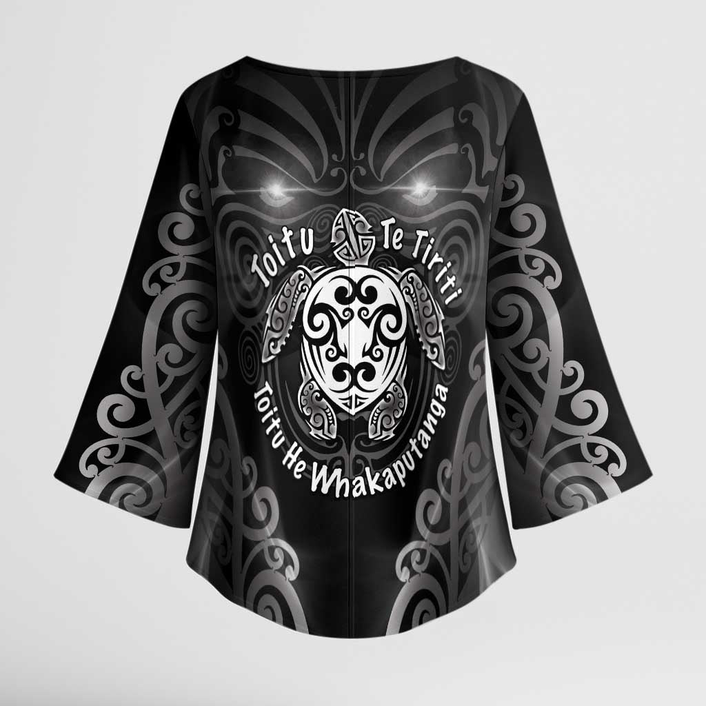 Aotearoa Toitu Te Tiriti Kimono Sleeve Blouse Ka Mua Ka Muri