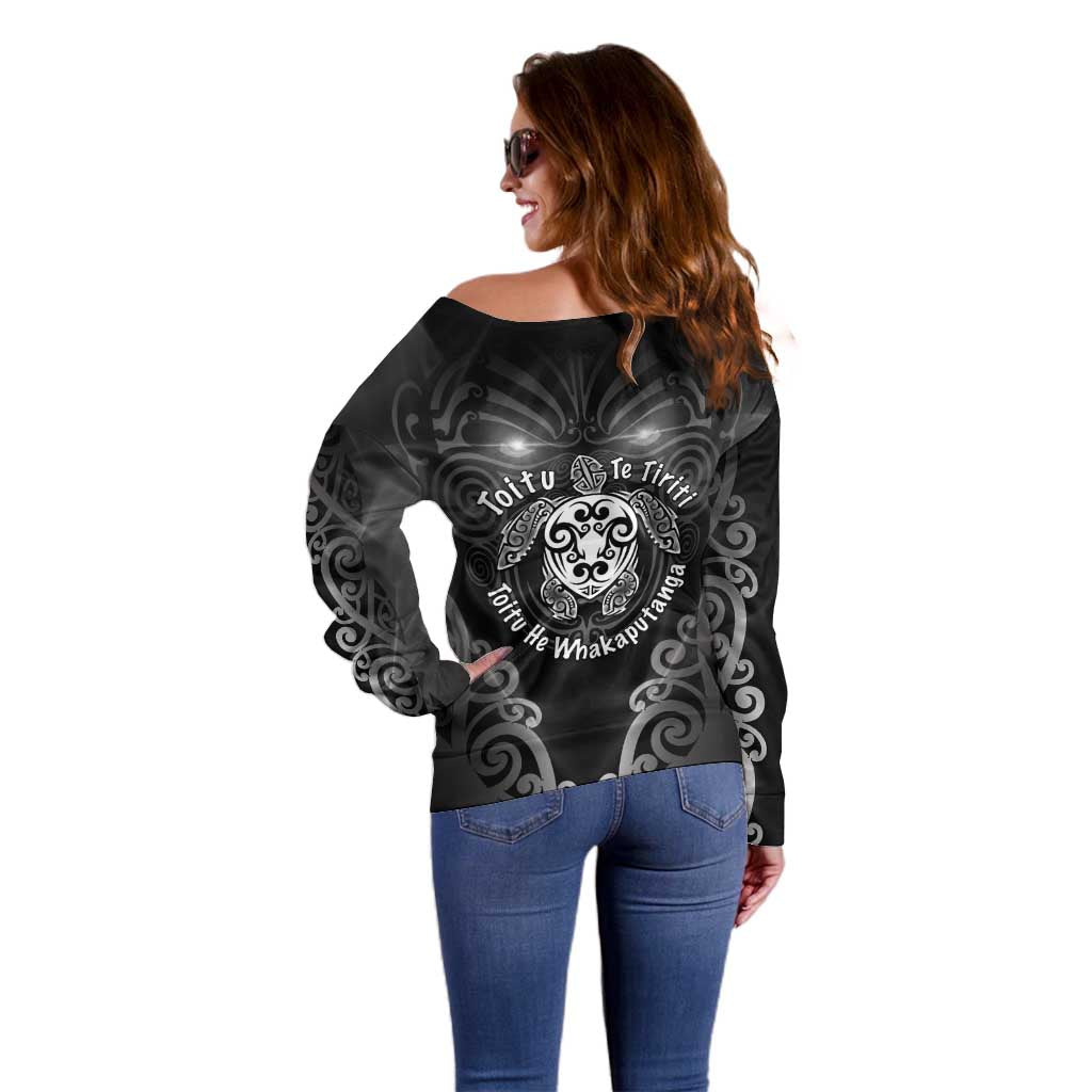 Aotearoa Toitu Te Tiriti Off Shoulder Sweater Ka Mua Ka Muri