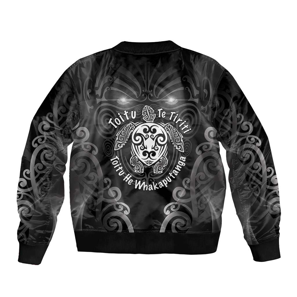 Aotearoa Toitu Te Tiriti Sleeve Zip Bomber Jacket Ka Mua Ka Muri