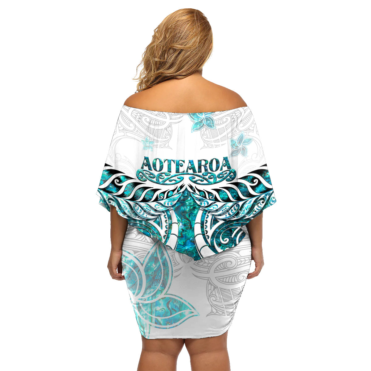 New Zealand Aotearoa Kia Ora Family Matching Off Shoulder Short Dress and Hawaiian Shirt Paua Shell Maori Silver Fern LT05 - Polynesian Pride