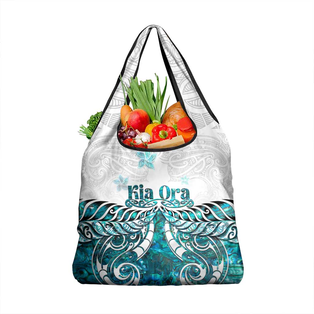 New Zealand Aotearoa Kia Ora Grocery Bag Paua Shell Maori Silver Fern