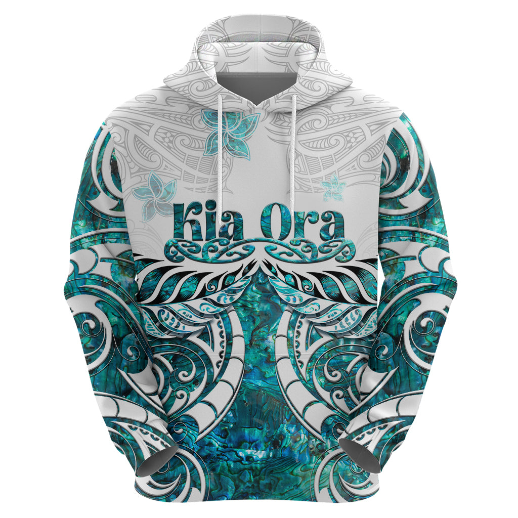 New Zealand Aotearoa Kia Ora Zip Hoodie Paua Shell Maori Silver Fern LT05 - Polynesian Pride