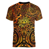 New Zealand Tamanuitera The Sun Women V-Neck T-Shirt Maori Pattern