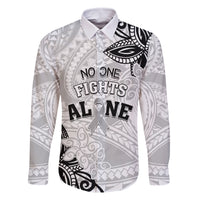Personalised Polynesia Brain Cancer Family Matching Long Sleeve Bodycon Dress and Hawaiian Shirt No One Fights Alone