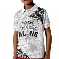 Personalised Polynesia Brain Cancer Kid Polo Shirt No One Fights Alone