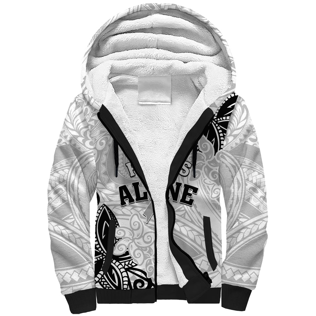 Personalised Polynesia Brain Cancer Sherpa Hoodie No One Fights Alone