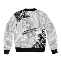 Personalised Polynesia Brain Cancer Sleeve Zip Bomber Jacket No One Fights Alone