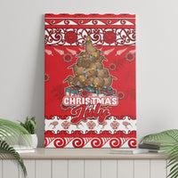 New Zealand Christmas In July Canvas Wall Art Maori Kiwi Xmas Tree - Red
