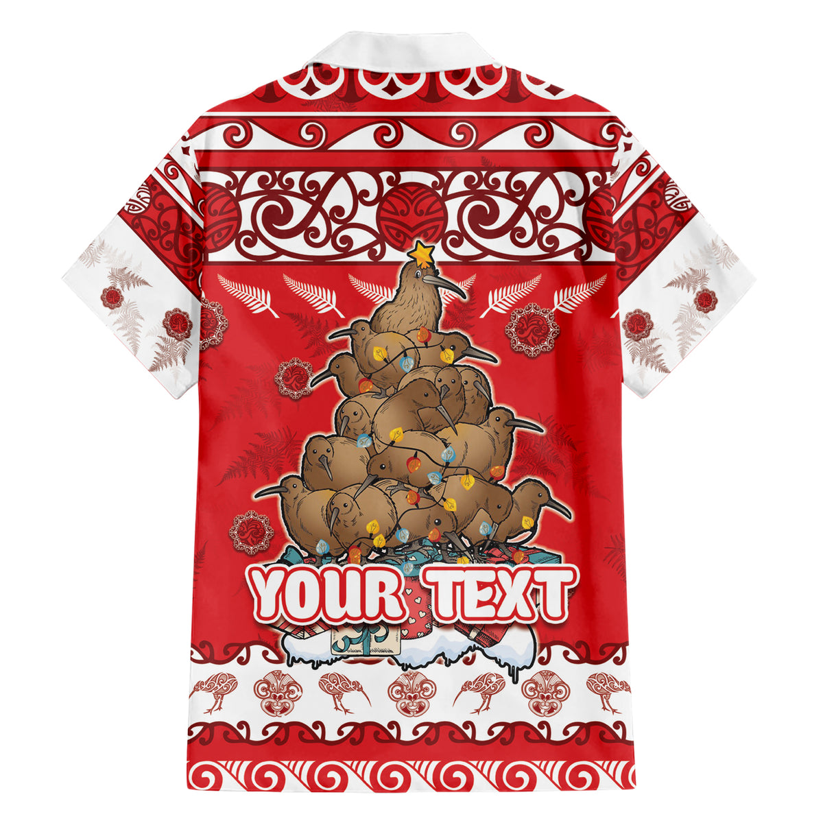Personalised New Zealand Christmas In July Hawaiian Shirt Maori Kiwi Xmas Tree - Red