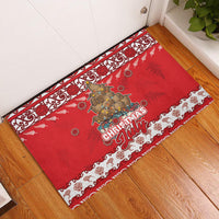 New Zealand Christmas In July Rubber Doormat Maori Kiwi Xmas Tree - Red