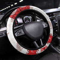 New Zealand Christmas In July Steering Wheel Cover Maori Kiwi Xmas Tree - Red
