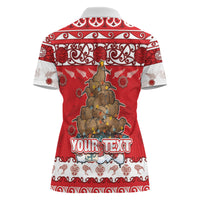 Personalised New Zealand Christmas In July Women Polo Shirt Maori Kiwi Xmas Tree - Red