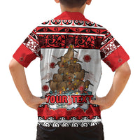 Personalised New Zealand July Christmas Family Matching Long Sleeve Bodycon Dress and Hawaiian Shirt Maori Kiwi Xmas Tree - White LT05 - Polynesian Pride