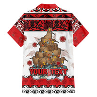 Personalised New Zealand July Christmas Family Matching Long Sleeve Bodycon Dress and Hawaiian Shirt Maori Kiwi Xmas Tree - White LT05 - Polynesian Pride
