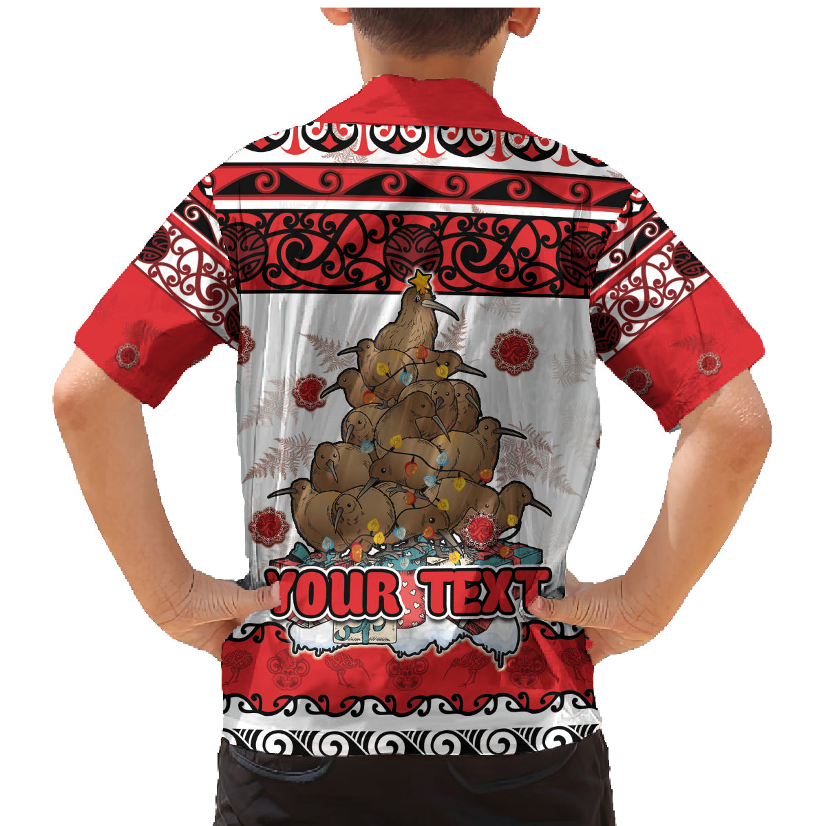 Personalised New Zealand July Christmas Family Matching Mermaid Dress and Hawaiian Shirt Maori Kiwi Xmas Tree - White