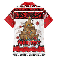 Personalised New Zealand July Christmas Family Matching Puletasi and Hawaiian Shirt Maori Kiwi Xmas Tree - White