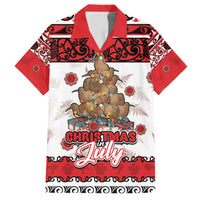 Personalised New Zealand July Christmas Family Matching Short Sleeve Bodycon Dress and Hawaiian Shirt Maori Kiwi Xmas Tree - White