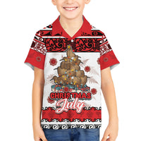 Personalised New Zealand July Christmas Family Matching Short Sleeve Bodycon Dress and Hawaiian Shirt Maori Kiwi Xmas Tree - White