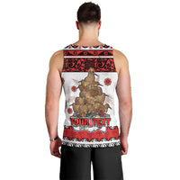 Personalised New Zealand July Christmas Men Tank Top Maori Kiwi Xmas Tree - White