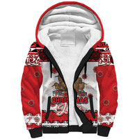 Personalised New Zealand July Christmas Sherpa Hoodie Maori Kiwi Xmas Tree - White