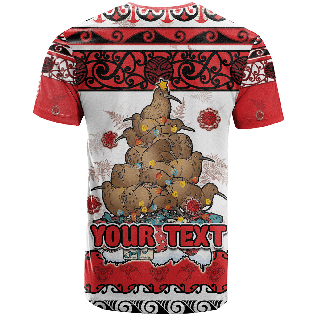 Personalised New Zealand July Christmas T Shirt Maori Kiwi Xmas Tree - White