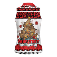 Personalised New Zealand July Christmas Women Sleeveless Polo Shirt Maori Kiwi Xmas Tree - White