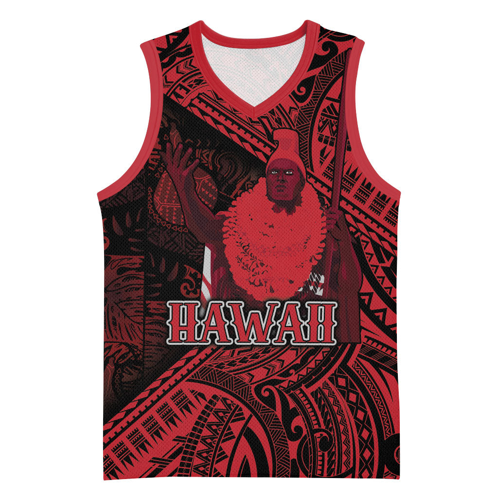 Hawaii King Kamehameha Basketball Jersey With Hawaiian Ipu Motifs Red Version