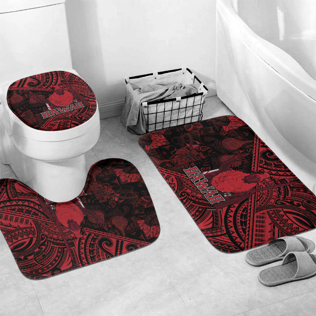Hawaii King Kamehameha Bathroom Set With Hawaiian Ipu Motifs Red Version LT05 Mat Set Only (3 pcs) One Size Red - Polynesian Pride