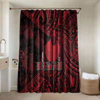 Hawaii King Kamehameha Bathroom Set With Hawaiian Ipu Motifs Red Version LT05 Shower Curtain Only Red - Polynesian Pride